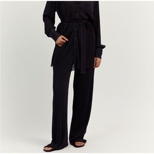 Dissh Porter Ink Plisse Accordion Pleated Pants Dark Navy Blue size US 8